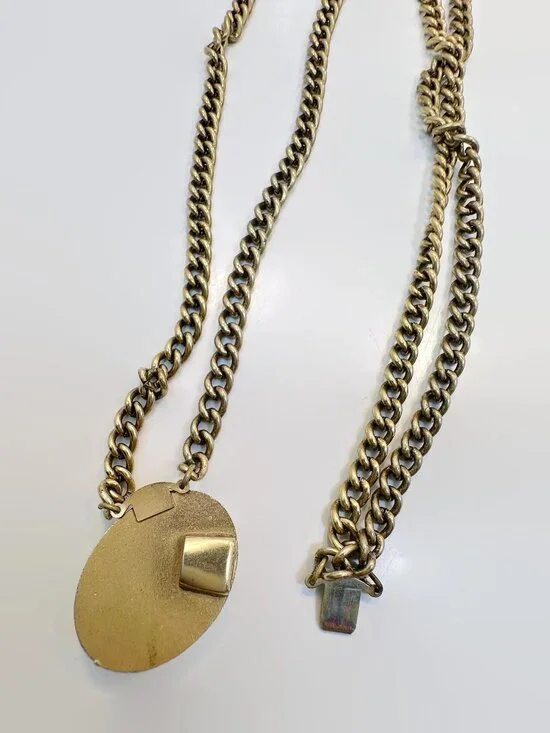 Vintage Necklace, Victorian Revival, Choker, Amethyst, Stone, Purple, Gold - Picture 6 of 8